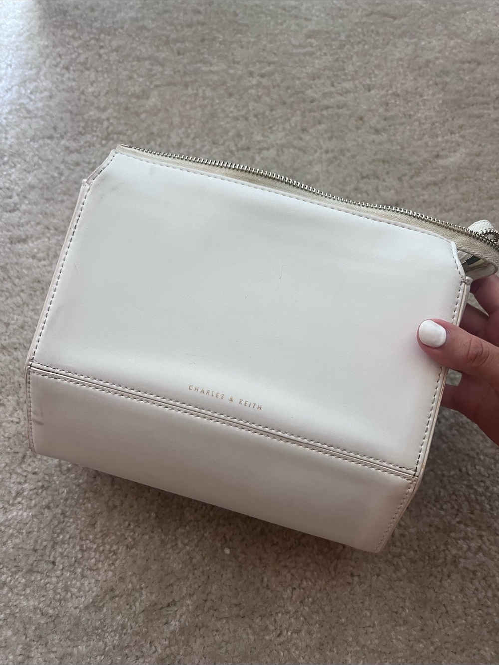 Charles and Keith white crossbody bag